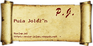 Puia Jolán névjegykártya